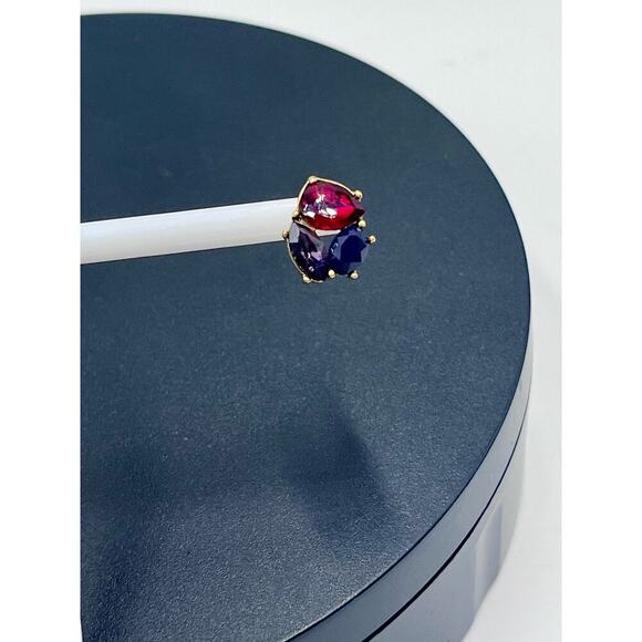 J. Crew Red purple Rhinestone stud Gold Tone Earrings - Picture 5 of 15